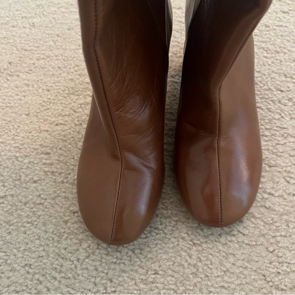 Zara HEELED LEATHER KNEE HIGH BOOTS Brown Knee-High Leather Boots sz 37 US 6.5 - Picture 10 of 10